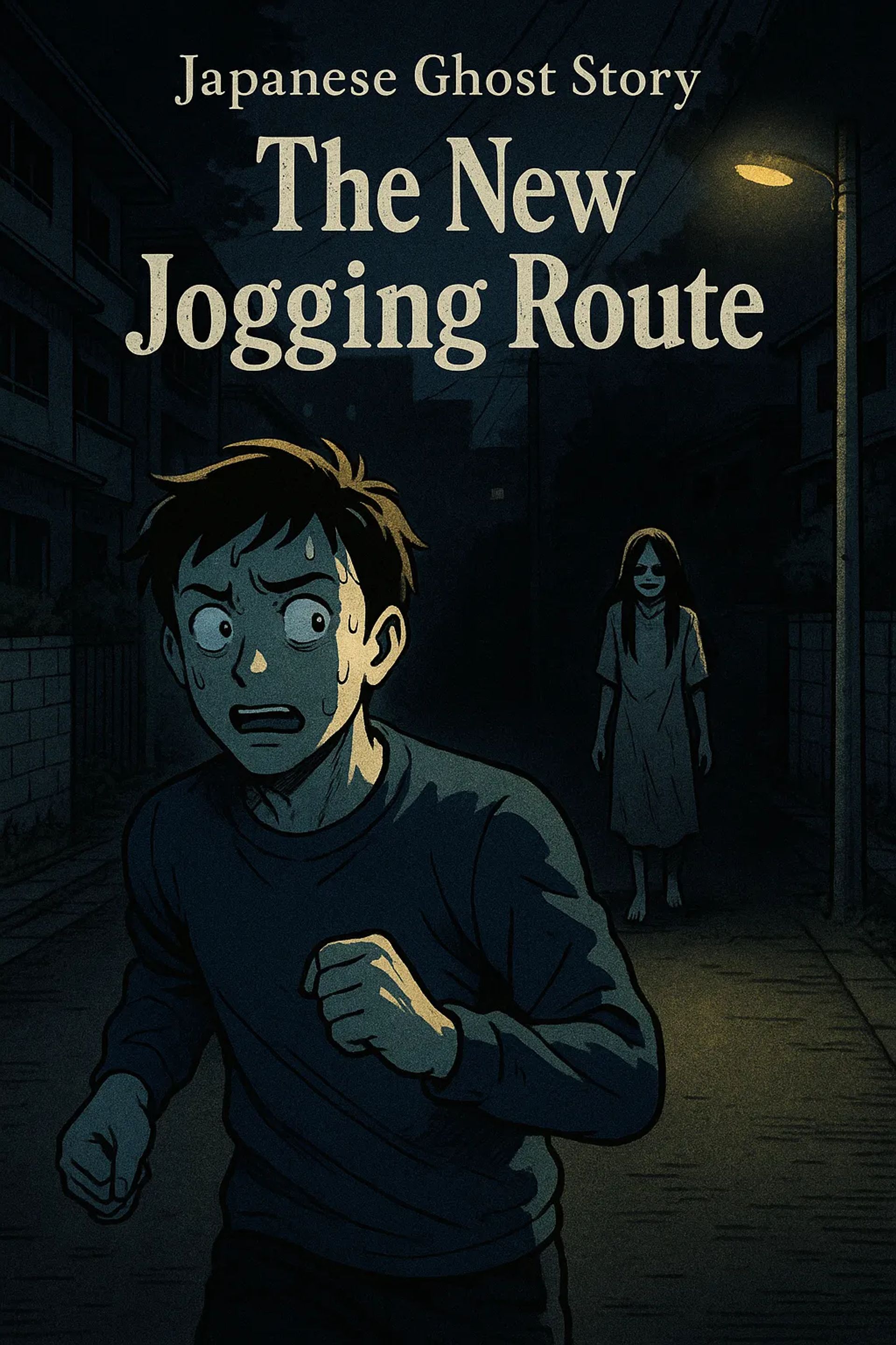 Japanese Ghost Story illustration "title: The New Jogging Route"