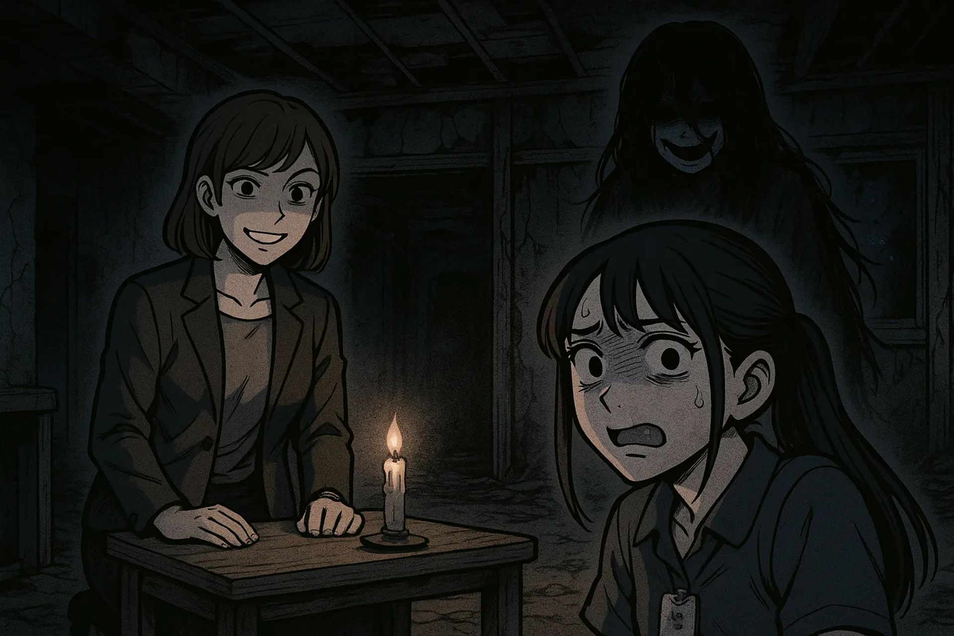 Japanese Ghost Story illustration "title: The Overly-Caring Senior"