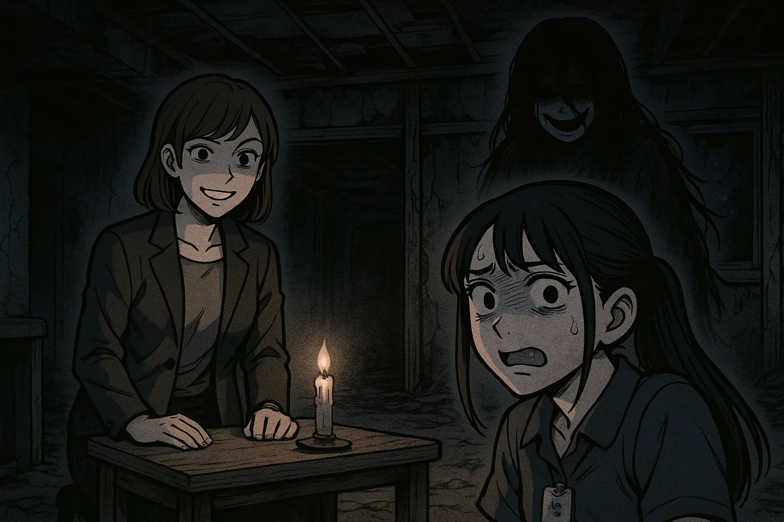 Japanese Ghost Story illustration "title: The Overly-Caring Senior"