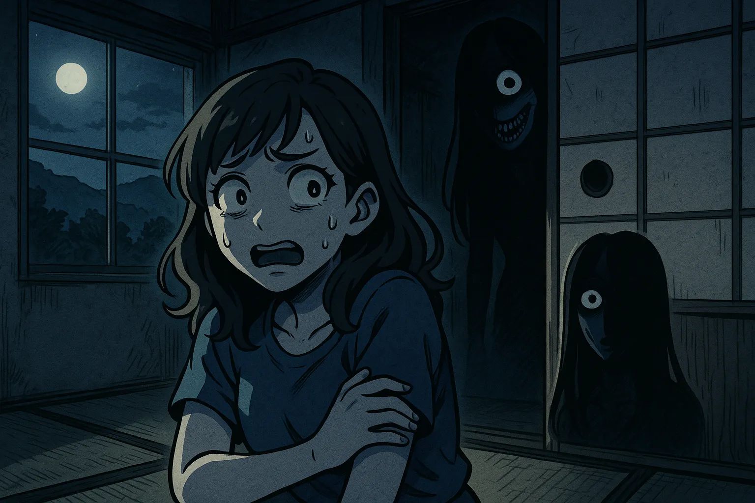 Japanese Ghost Story illustration "title: A Mother's Plea for Help"