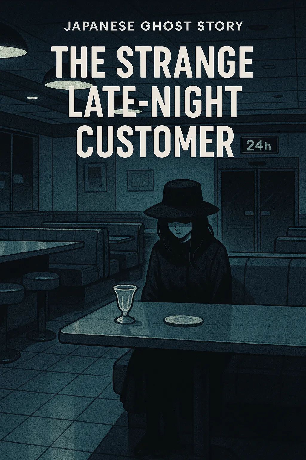 Japanese Ghost Story illustration "title: The Strange Late-Night Customer"
