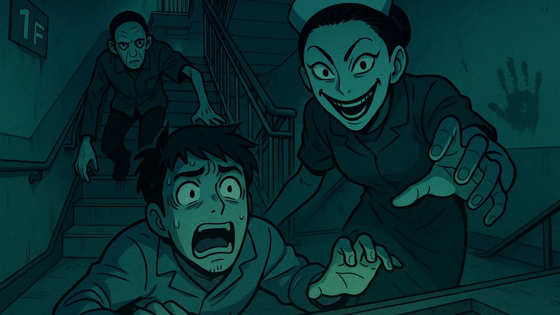 Japanese Ghost Story illustration "title: The Floor with the Convenience Store"