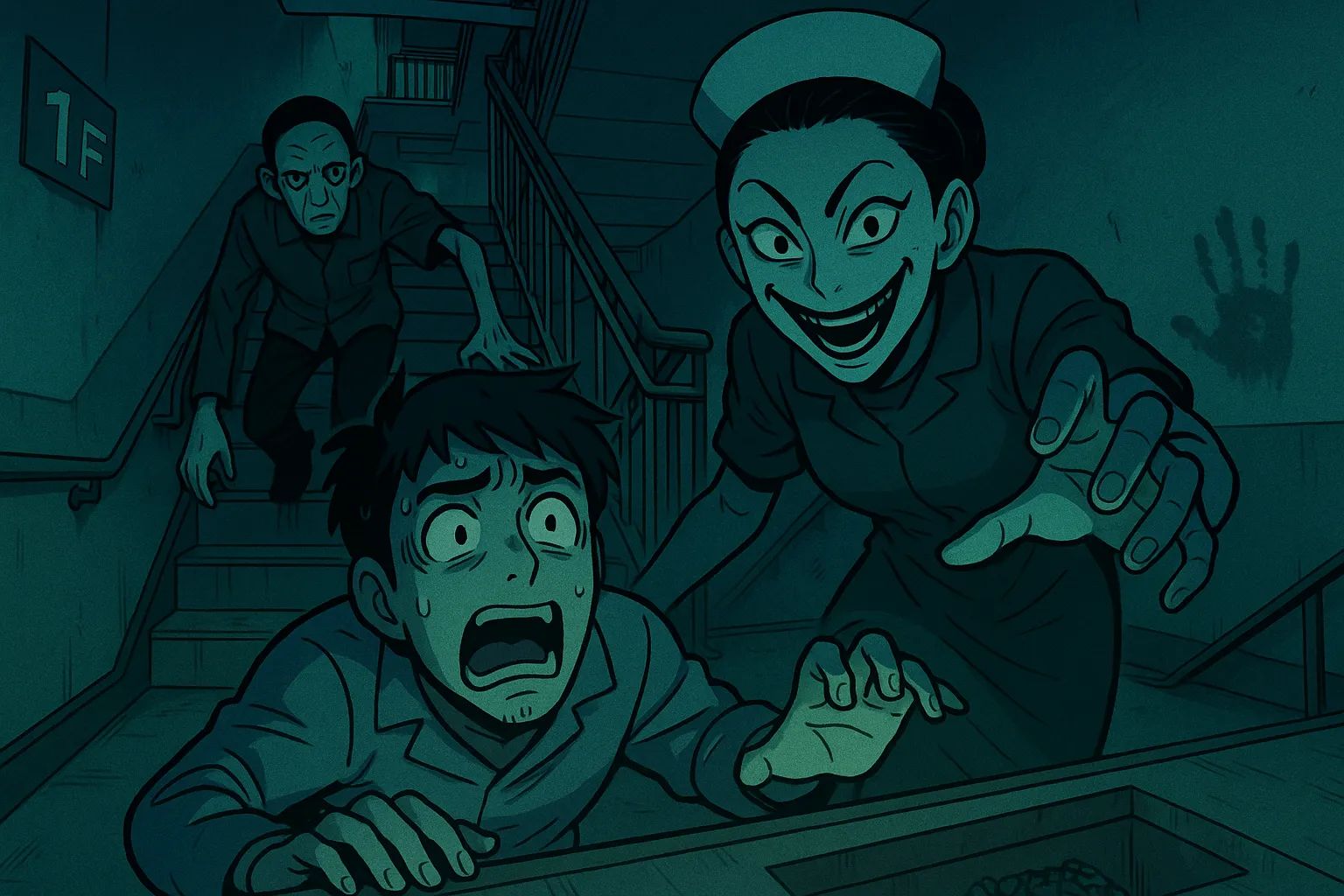 Japanese Ghost Story illustration "title: The Floor with the Convenience Store"