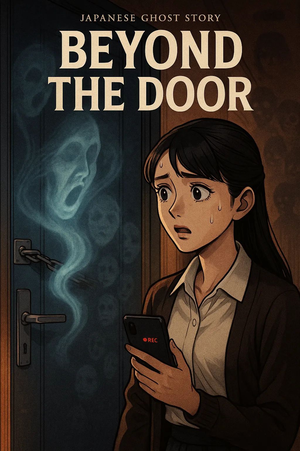 Japanese Ghost Story illustration "title: Beyond the Door"