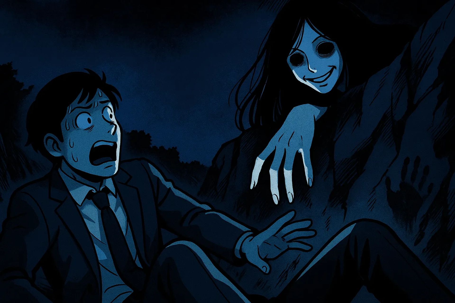 Japanese Ghost Story illustration "title: The Woman on the Matching App"