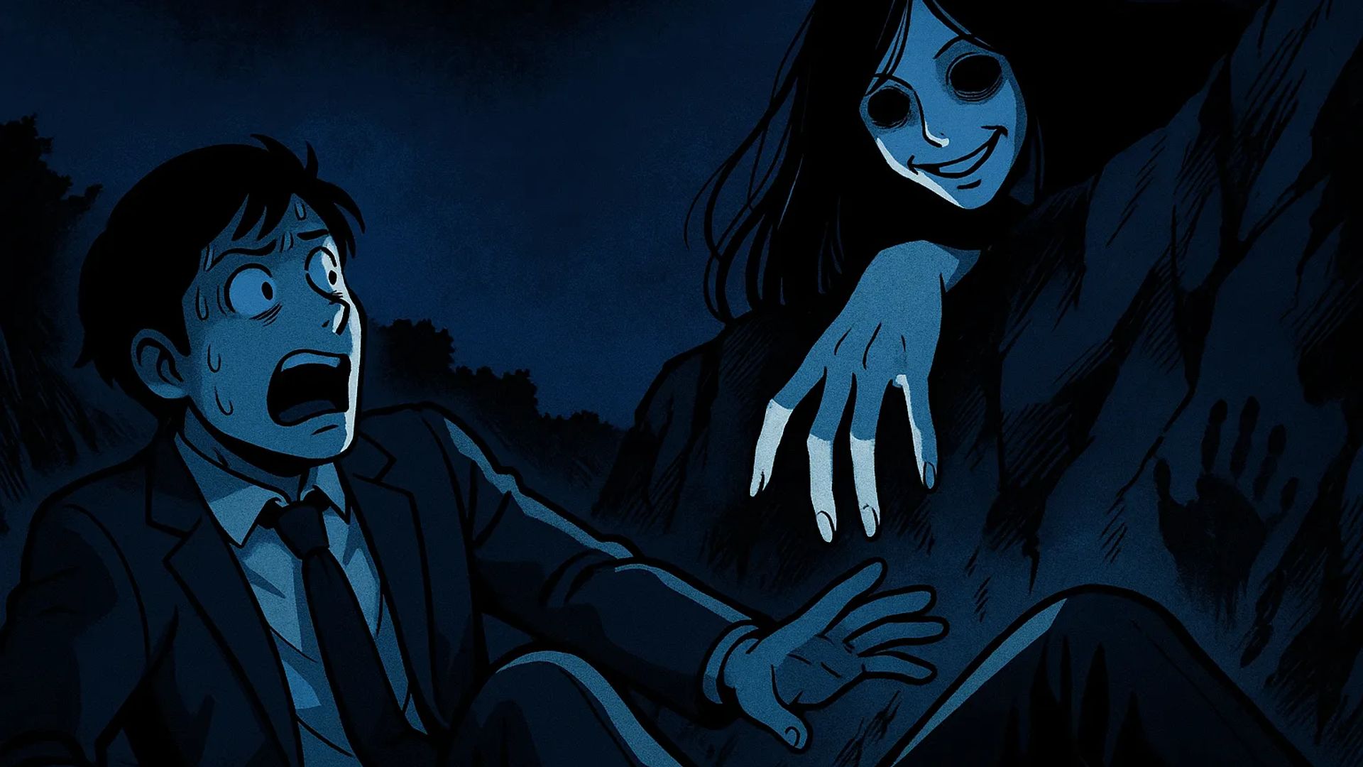 Japanese Ghost Story illustration "title: The Woman on the Matching App"