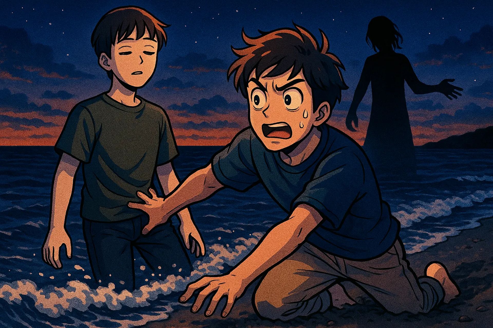 Japanese Ghost Story illustration "title: The Call of the Tide"