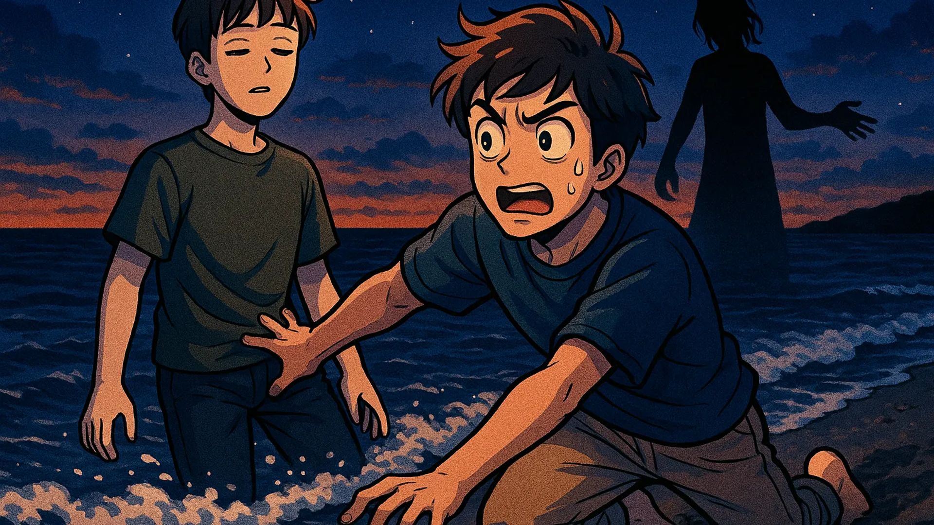 Japanese Ghost Story illustration "title: The Call of the Tide"