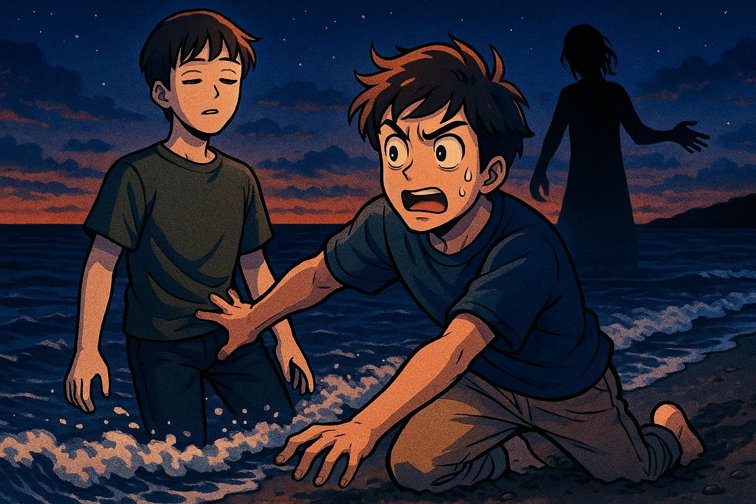 Japanese Ghost Story illustration "title: The Call of the Tide"