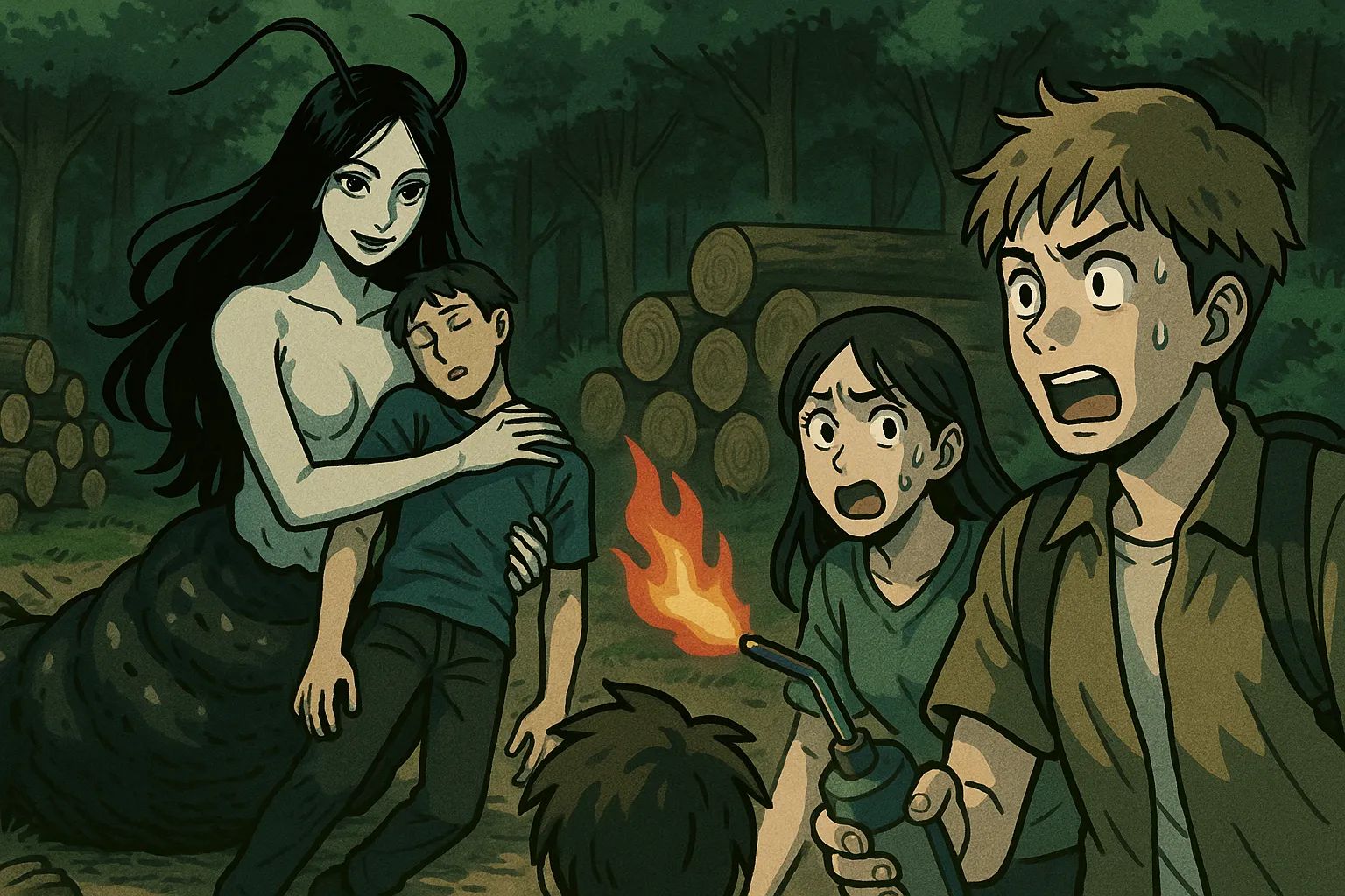 Japanese Ghost Story illustration "title: The Woman of Mount K"