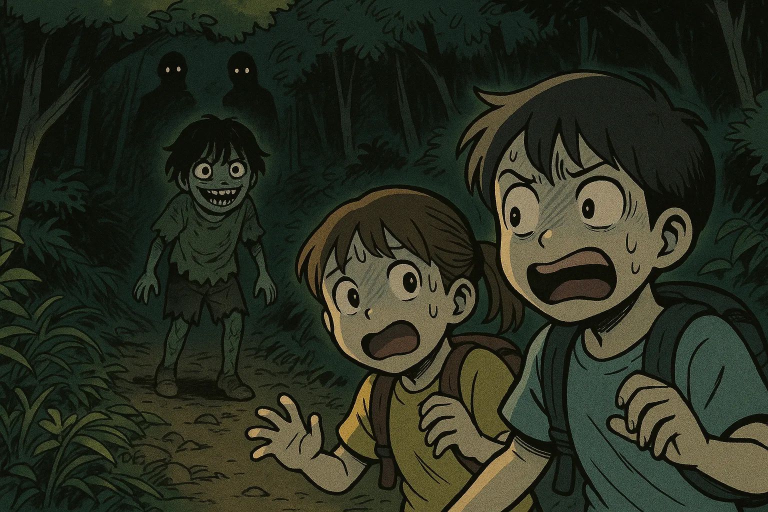 Japanese Ghost Story illustration "title: The Child of the Mountain"