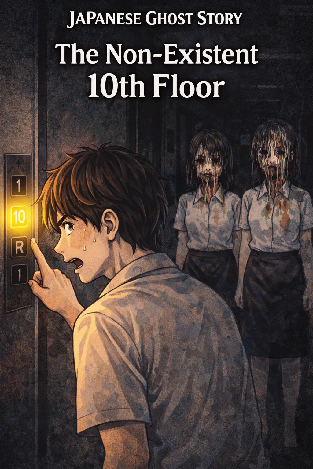 Japanese Ghost Story illustration "title: The Non-Existent Floor"