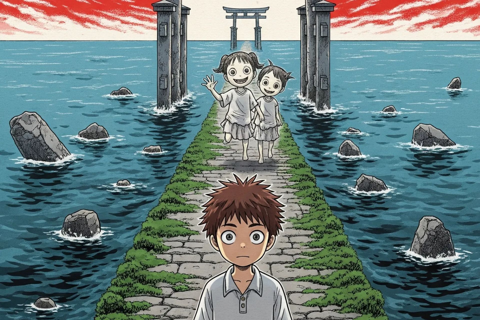 Japanese Ghost Story illustration "title: Tidal Lullaby"