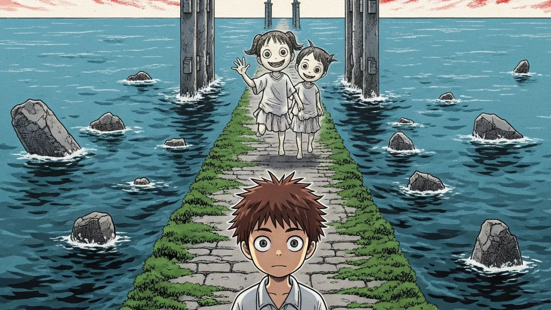 Japanese Ghost Story illustration "title: Tidal Lullaby"