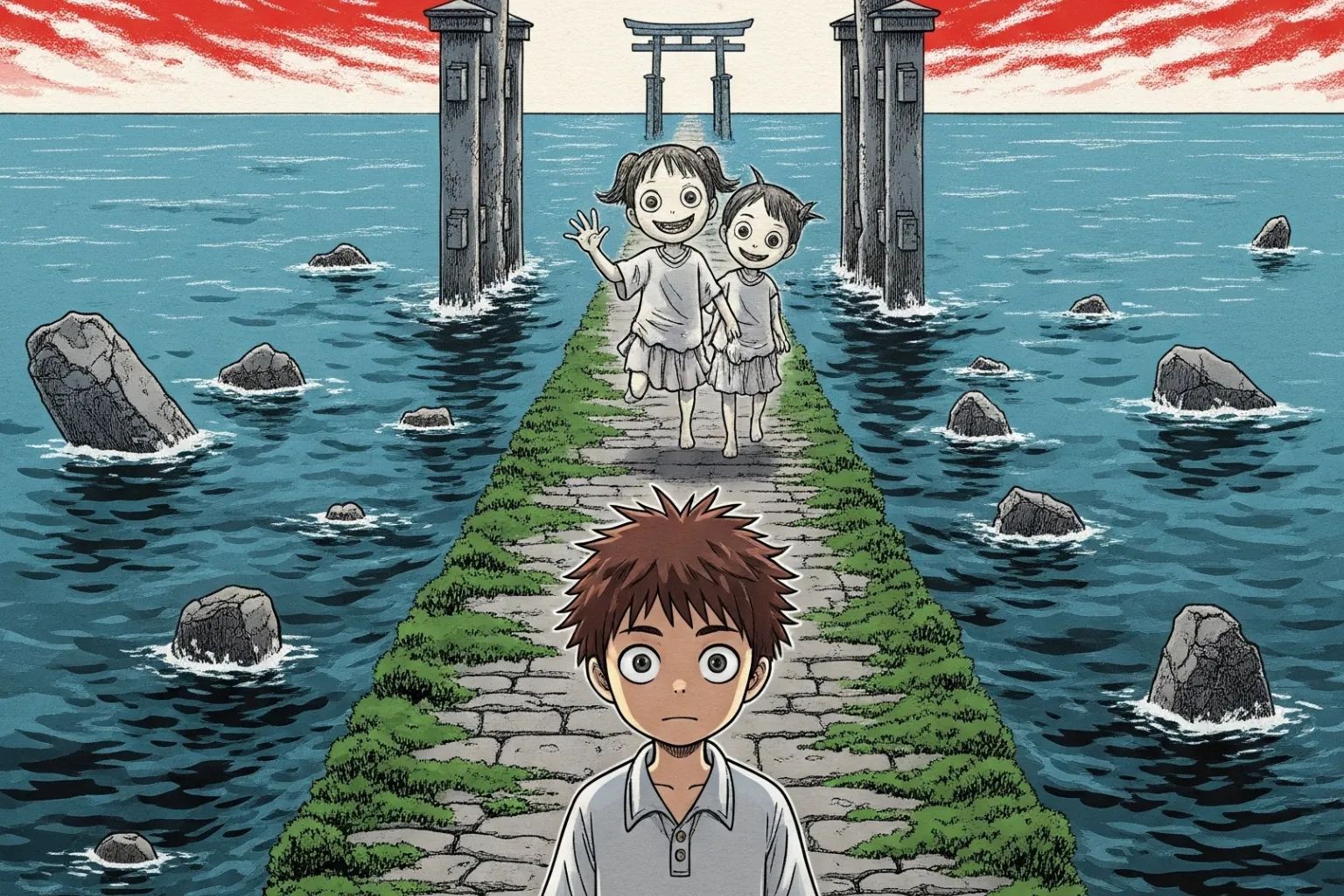 Japanese Ghost Story illustration "title: Tidal Lullaby"