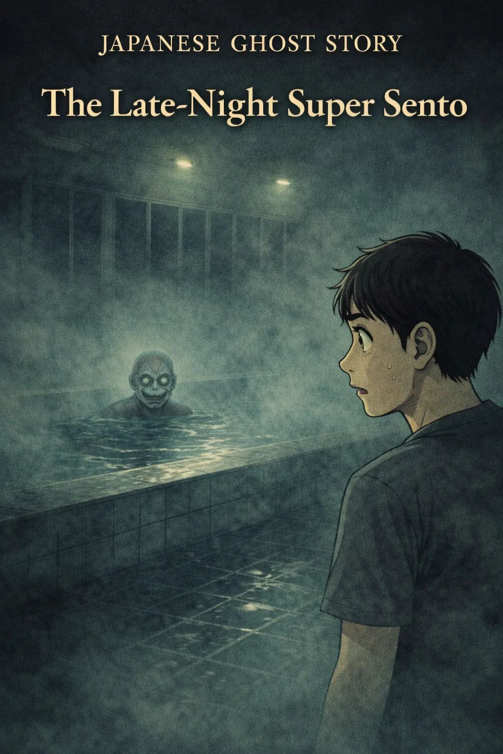 Japanese Ghost Story illustration "title: The Late-Night Super Sento"