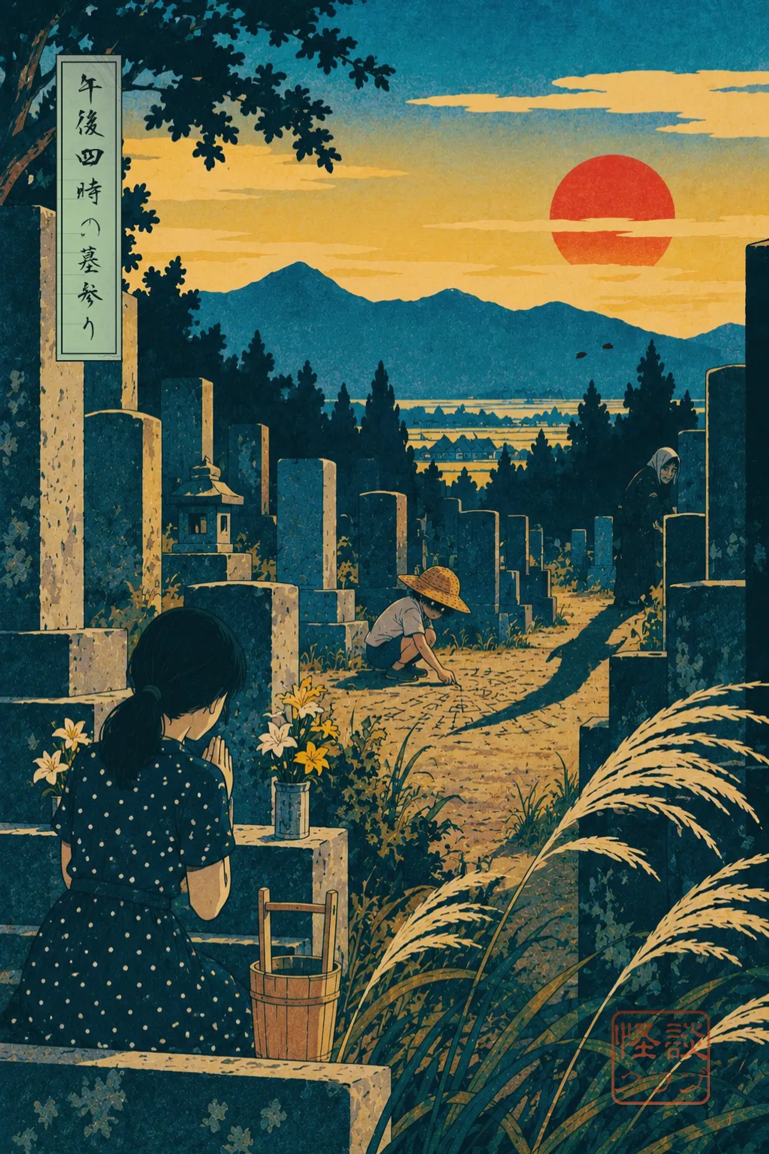 午後四時の墓参り 浮世絵サムネイル