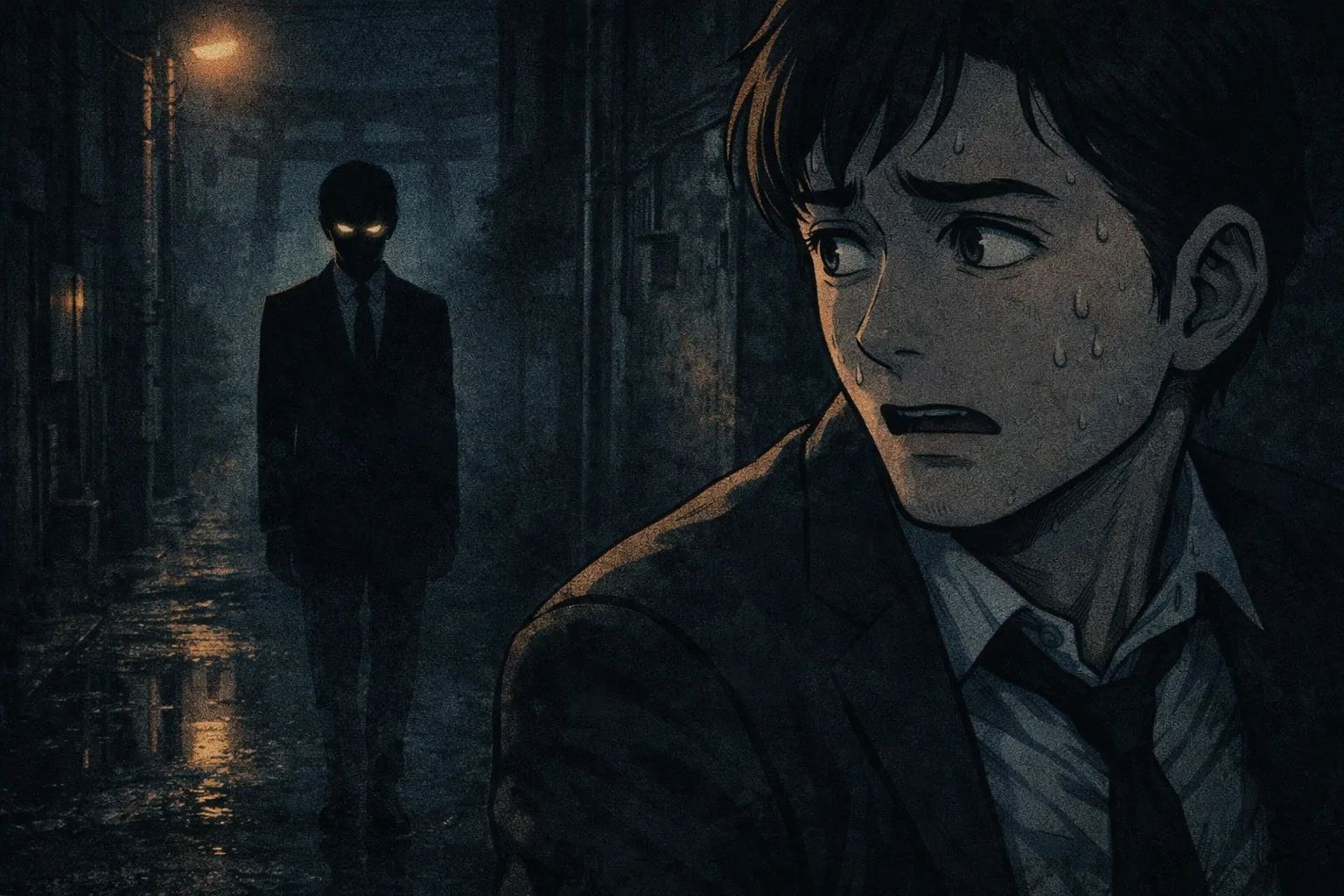 Japanese Ghost Story illustration "title: The Fox-Eyed Man"