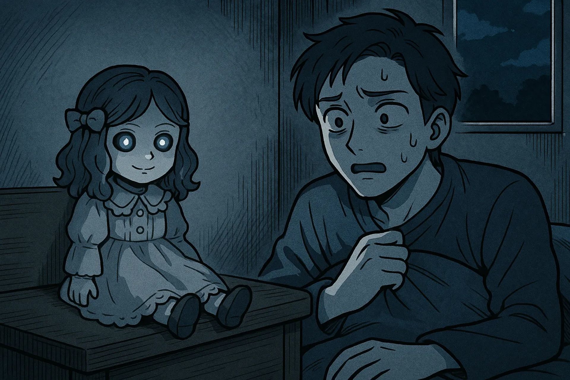 Japanese Ghost Story illustration "title: The Returning Doll"