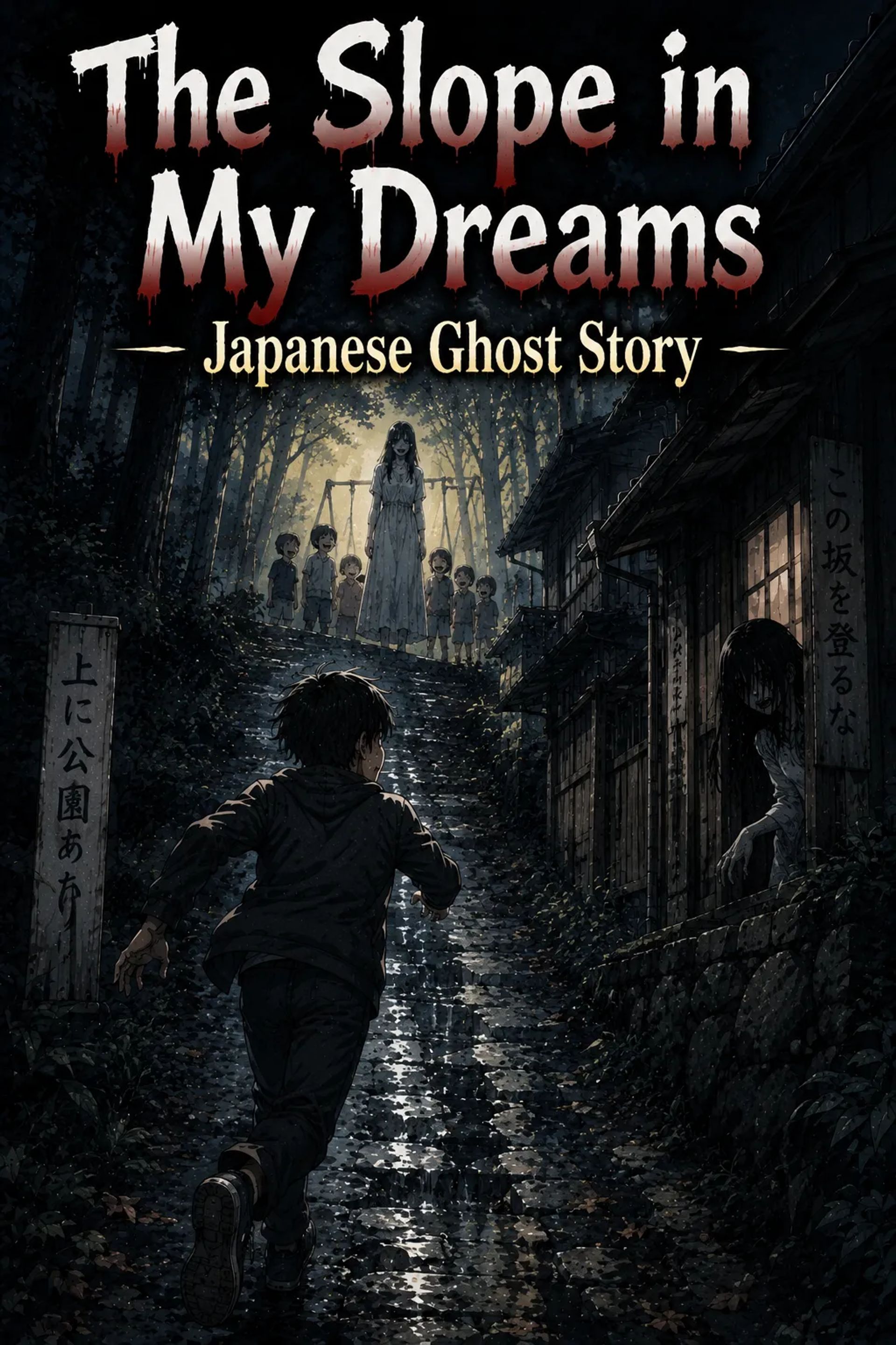 Japanese Ghost Story illustration "title: The Slope in My Dreams"