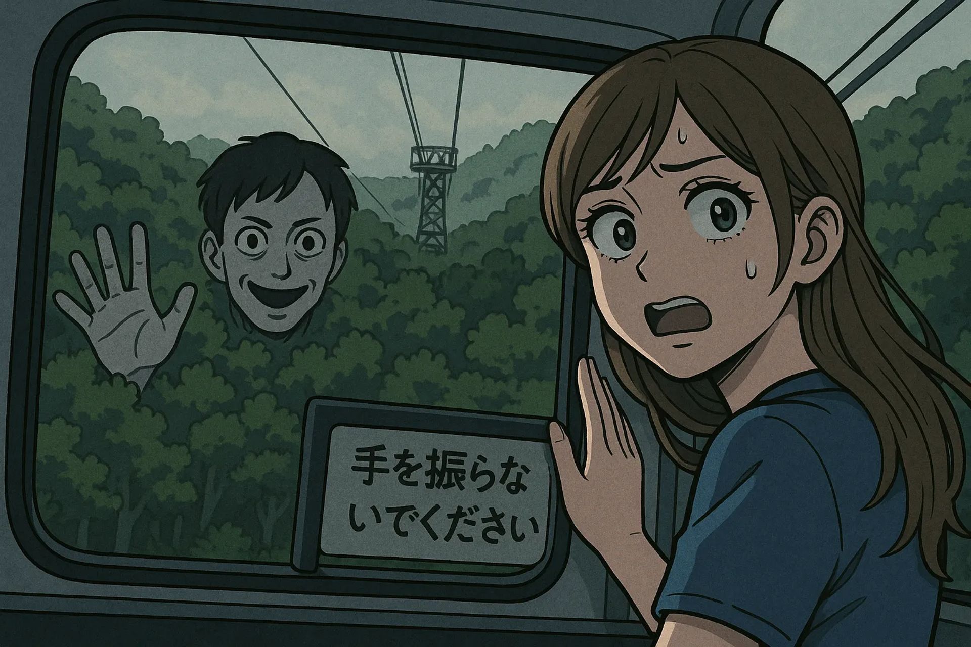 Japanese Ghost Story illustration "title: The Waving Man"