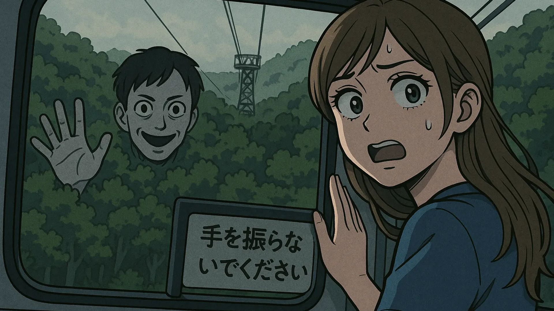 Japanese Ghost Story illustration "title: The Waving Man"