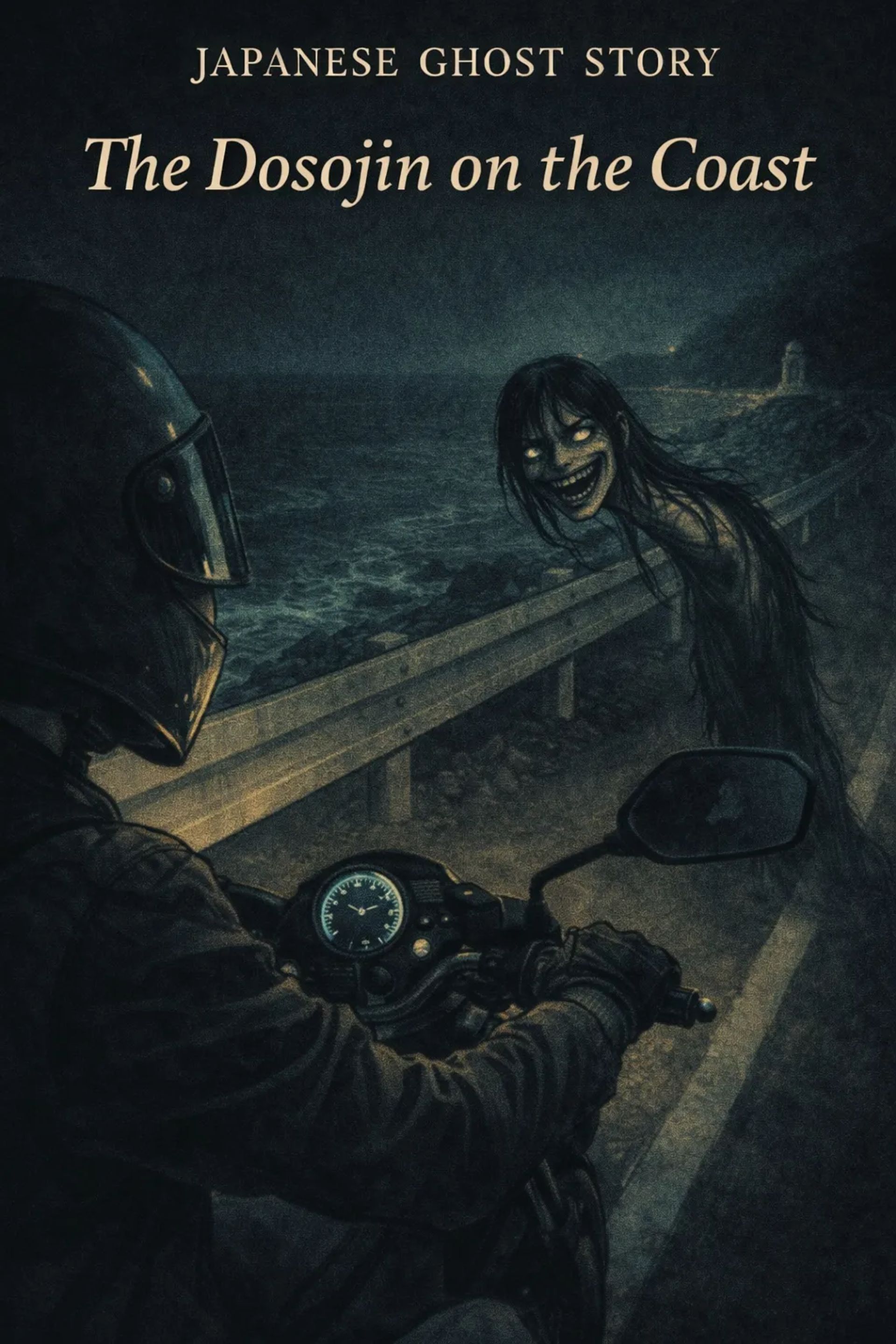 Japanese Ghost Story illustration "title: The Dososhin on the Coast"