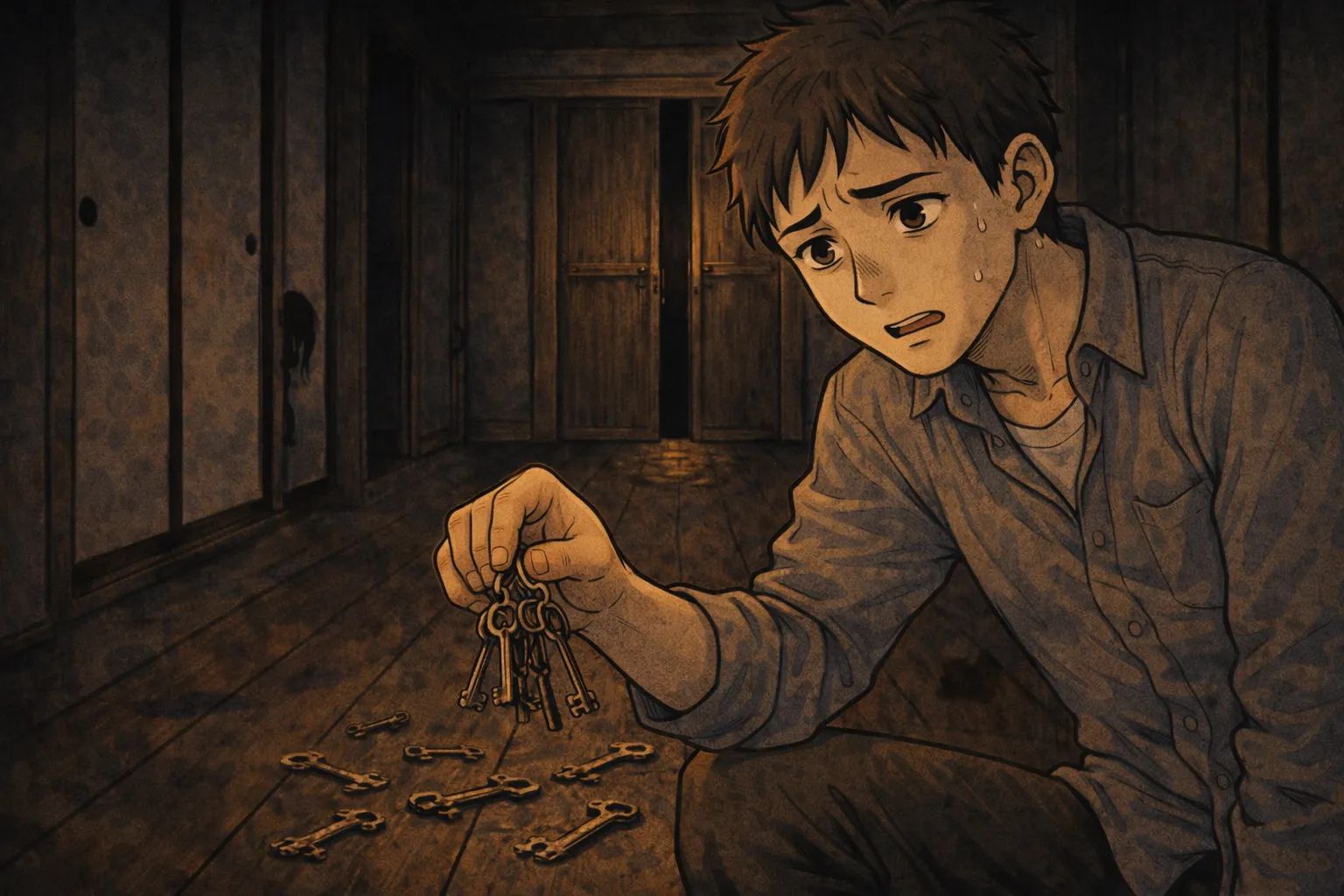 Japanese Ghost Story illustration "title: The Dream of Keys"