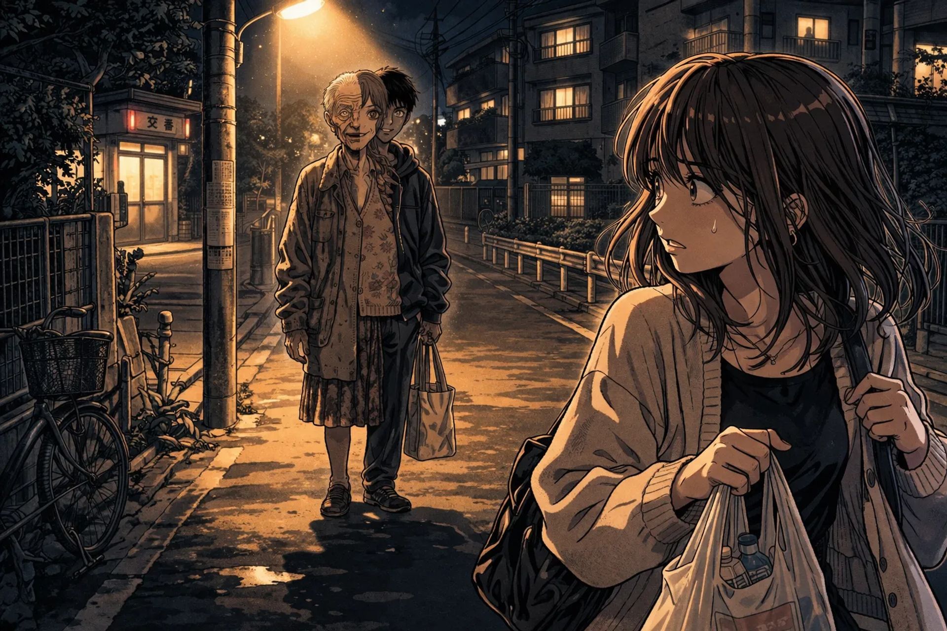 Japanese Ghost Story illustration "title: A Terrible Person"