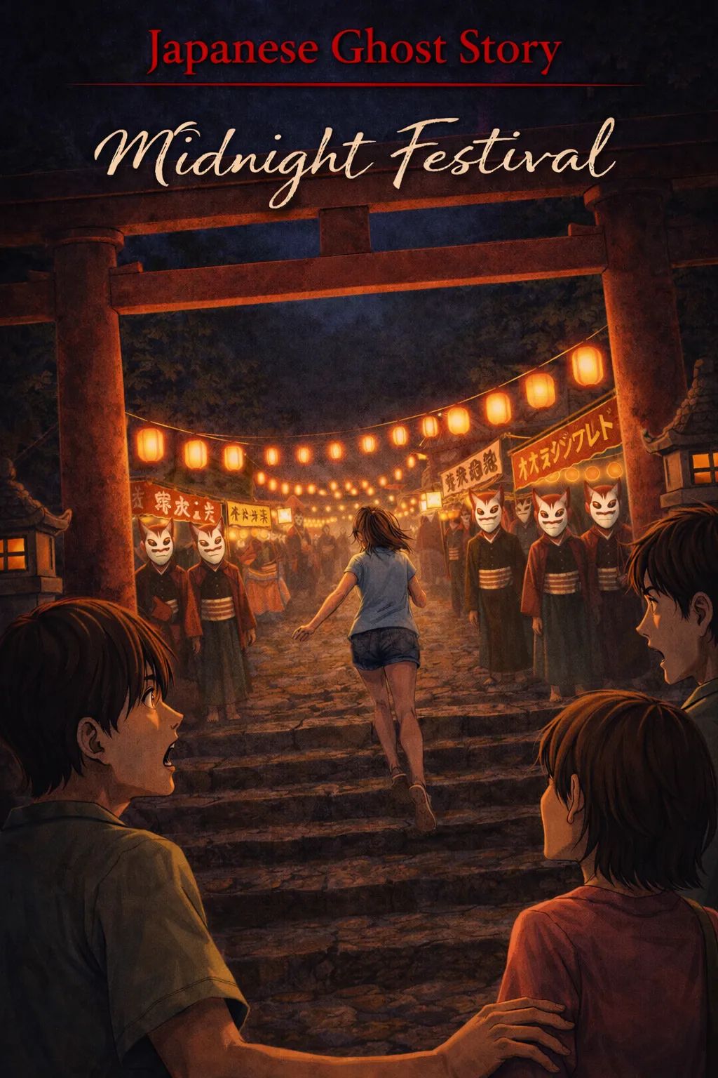 Japanese Ghost Story illustration "title: Midnight Festival"