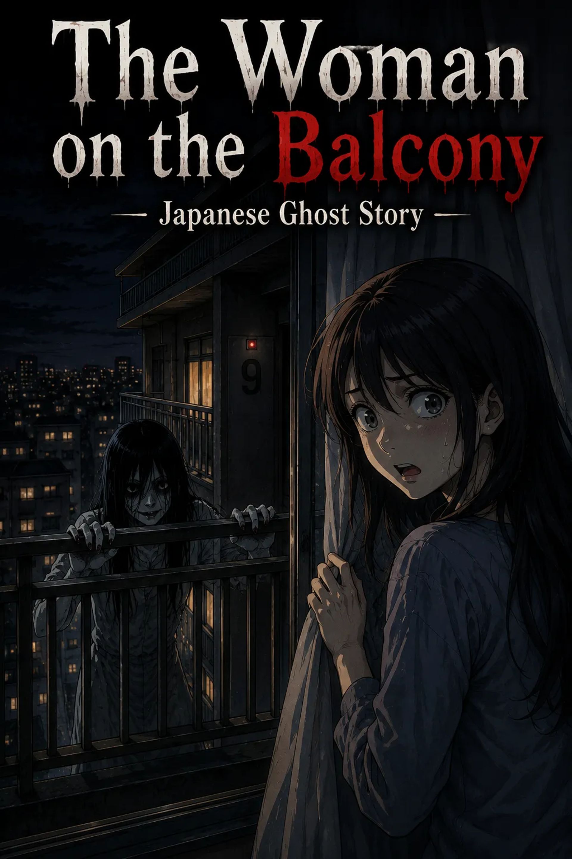 Japanese Ghost Story illustration "title: The Woman on the Balcony"