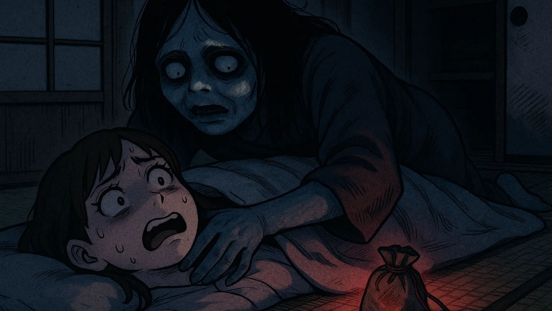 Japanese Ghost Story illustration "title: The Me in My Dreams"