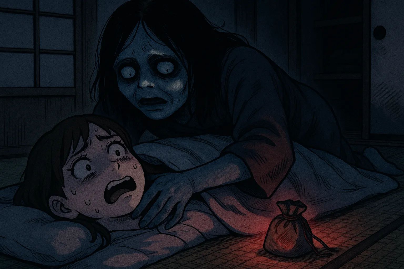 Japanese Ghost Story illustration "title: The Me in My Dreams"