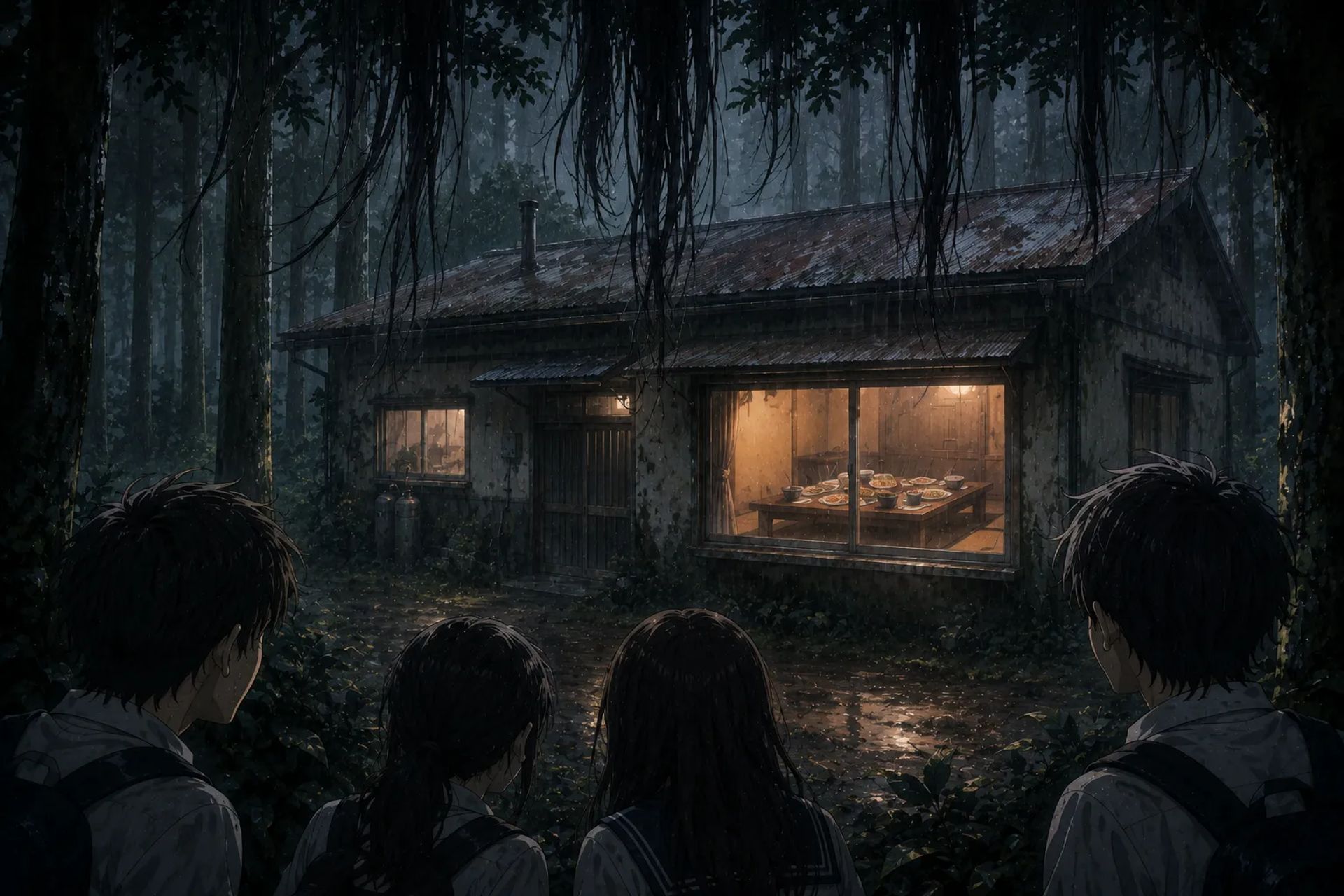 Japanese Ghost Story illustration "title: Okumori-san"