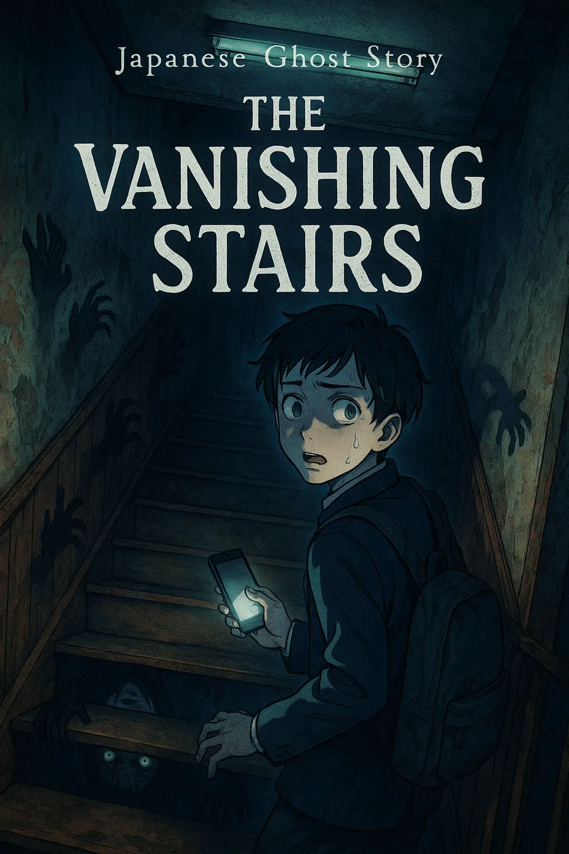 Japanese Ghost Story illustration "title: The Vanishing Stairs"