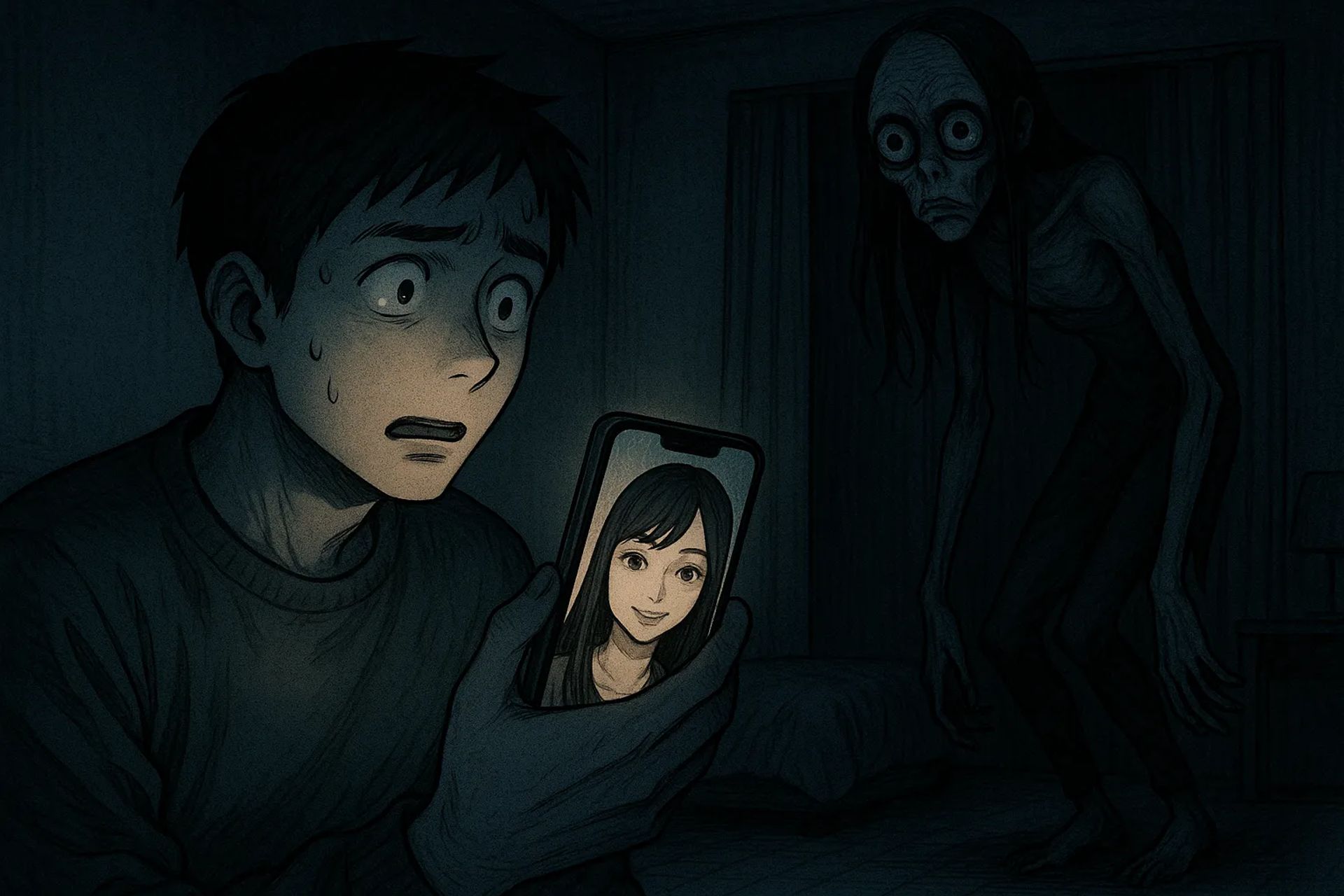Japanese Ghost Story illustration "title: Wrong Number Girl"
