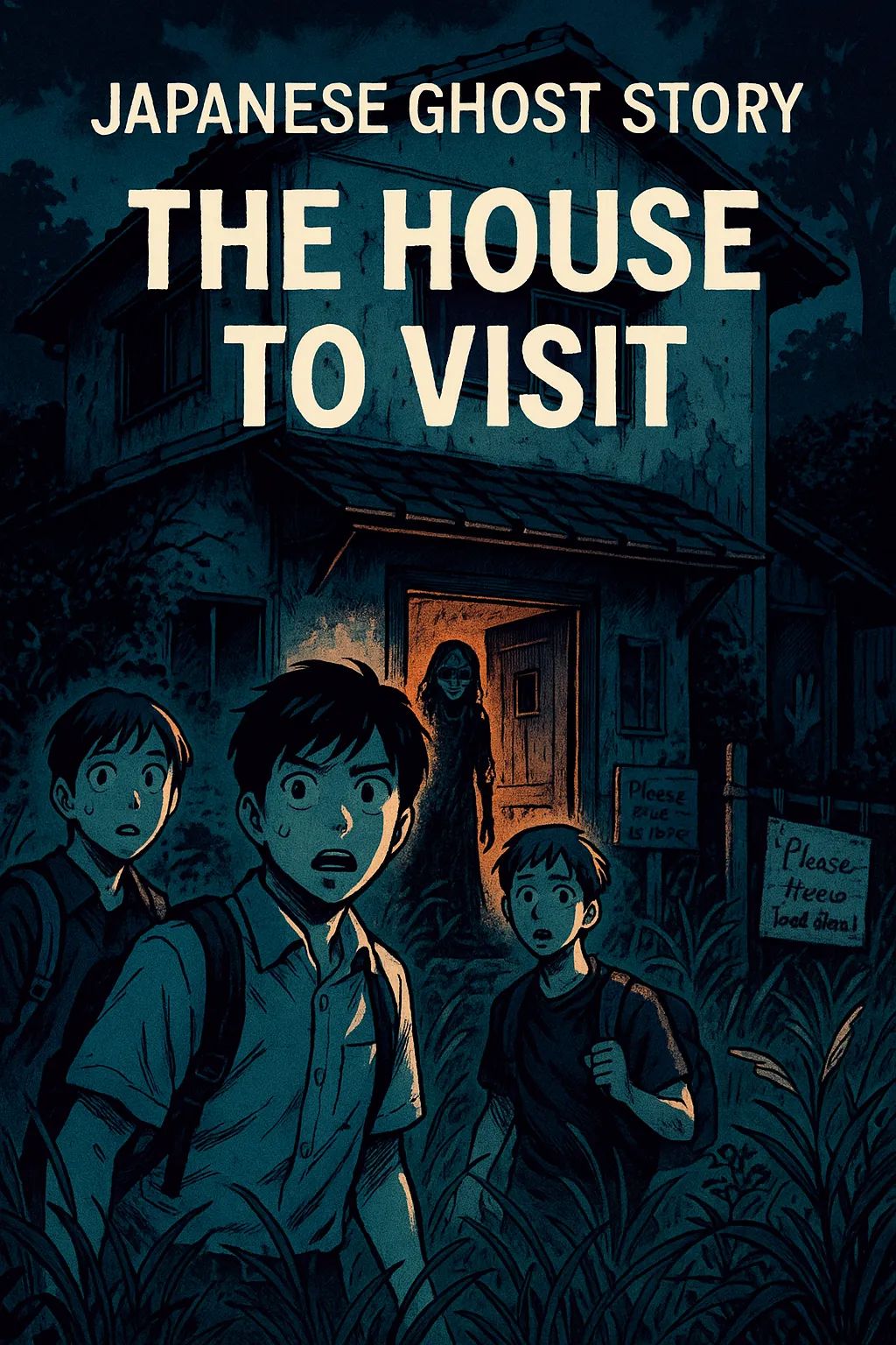 Japanese Ghost Story illustration "title: The House to Visit"