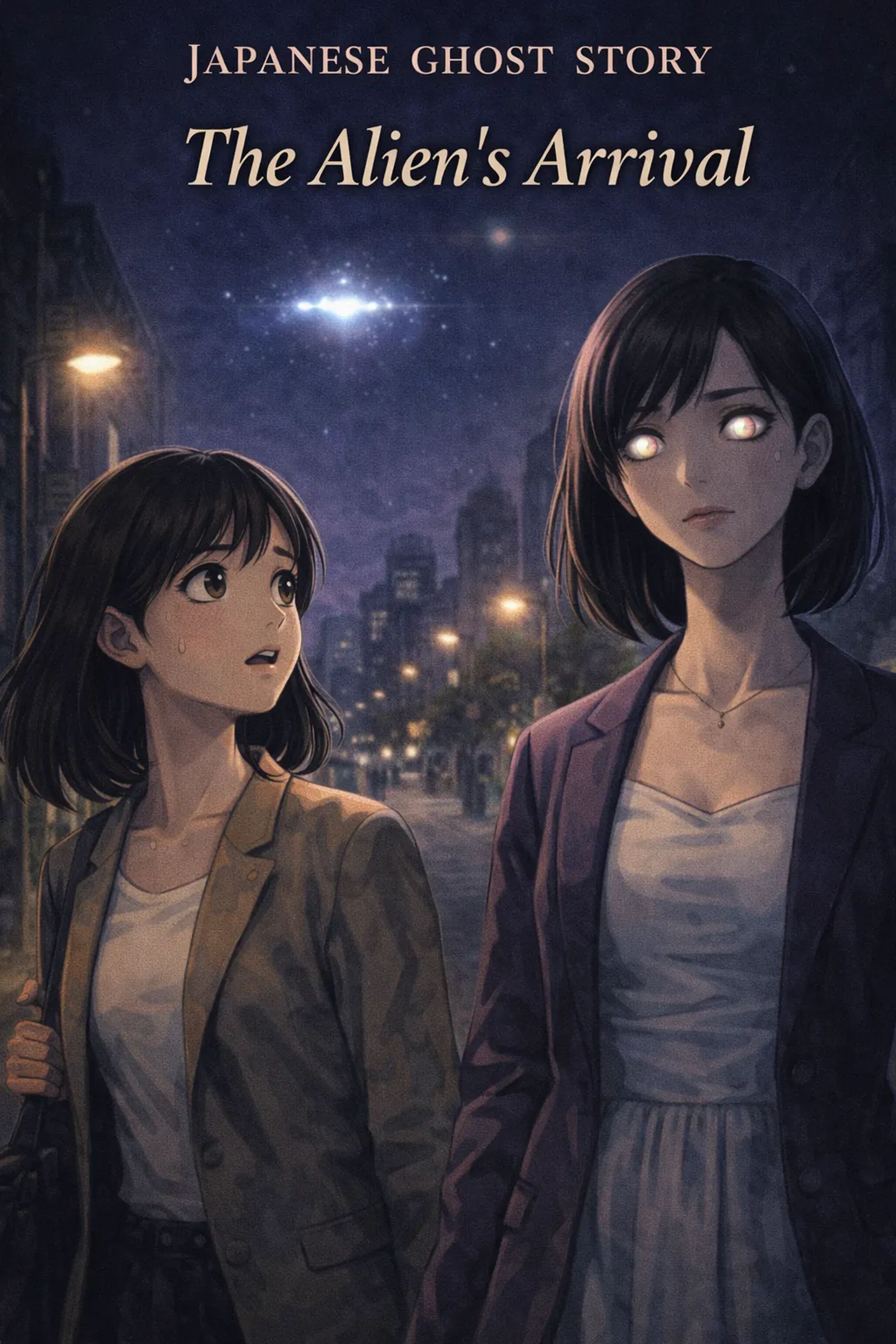 Japanese Ghost Story illustration "title: The Alien's Arrival"