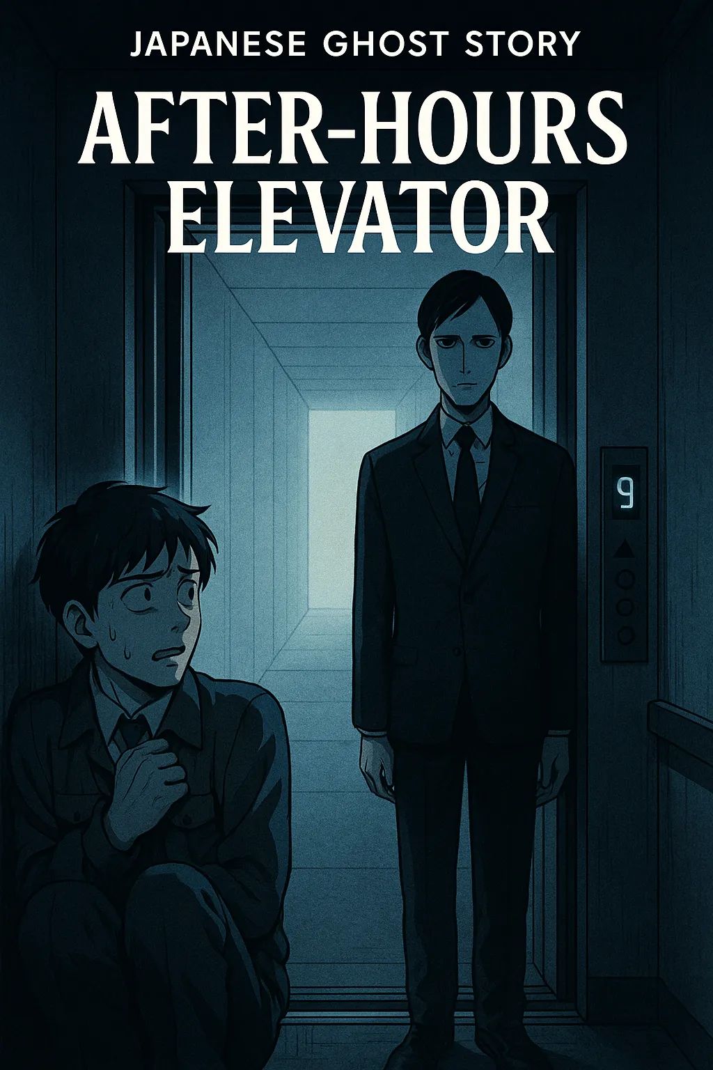 Japanese Ghost Story illustration "title: After-Hours Elevator"