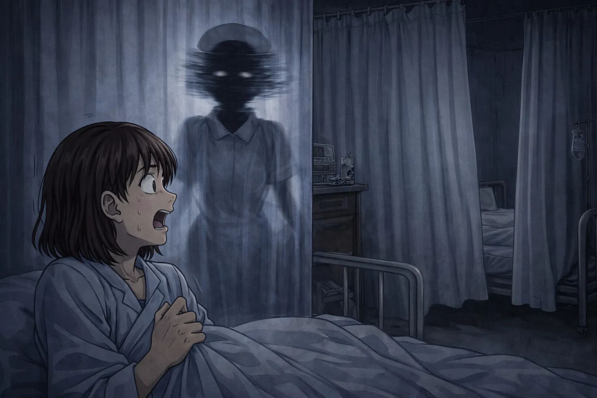 Japanese Ghost Story illustration "title: The Strange Nurse"