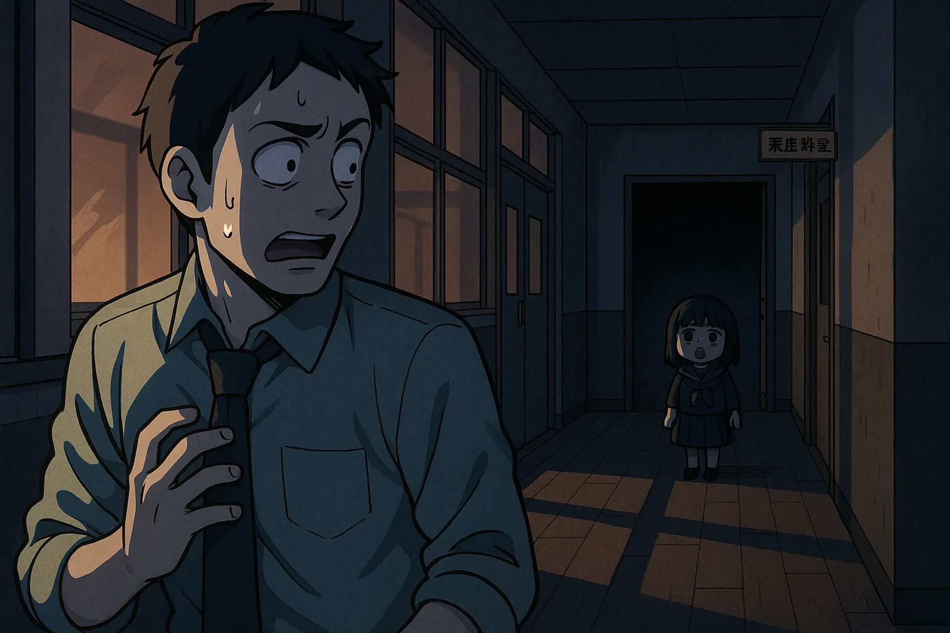 Japanese Ghost Story illustration "title: The Little Person in the Home Economics Room"