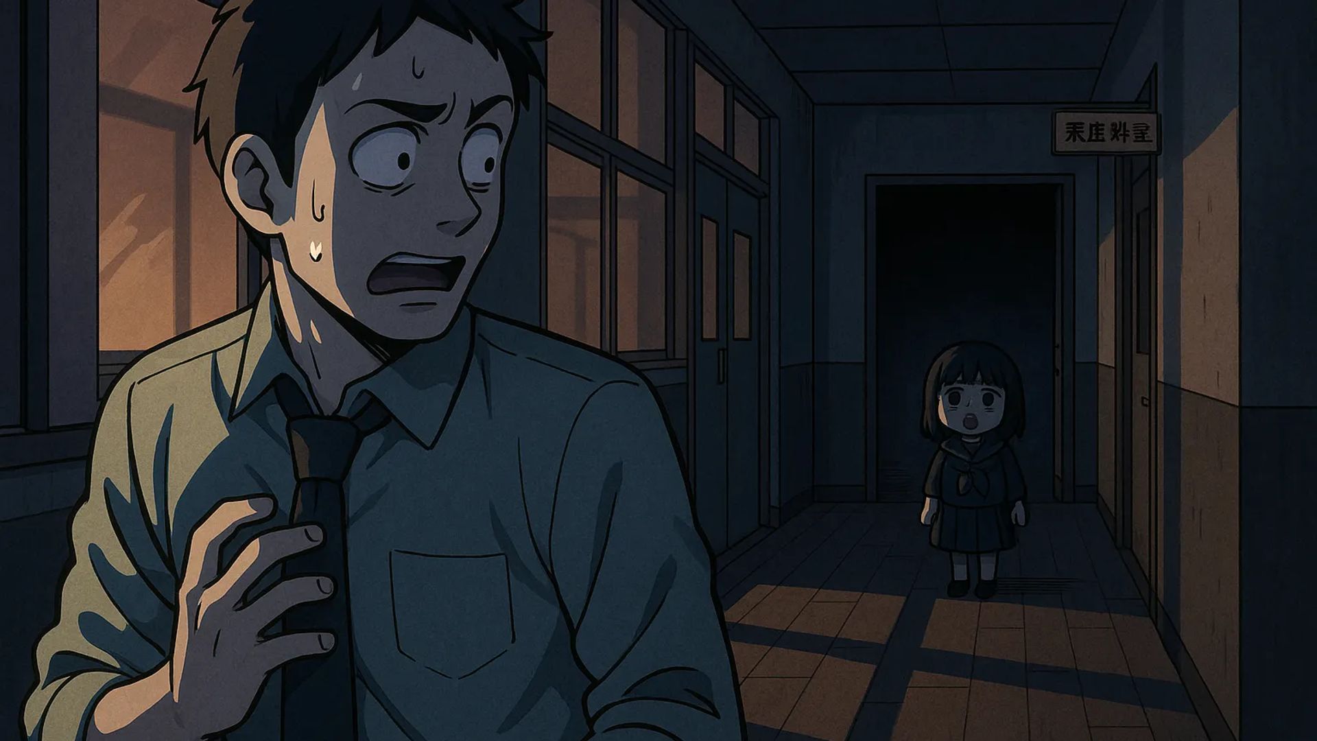 Japanese Ghost Story illustration "title: The Little Person in the Home Economics Room"