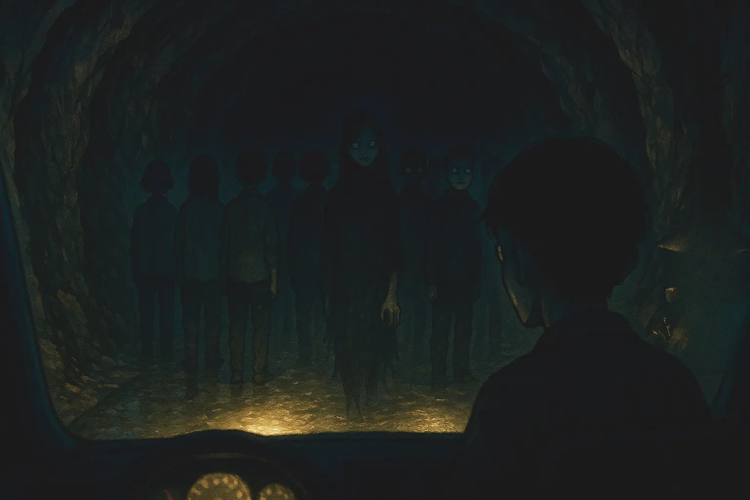 Japanese Ghost Story illustration "title: The Old Tunnel"