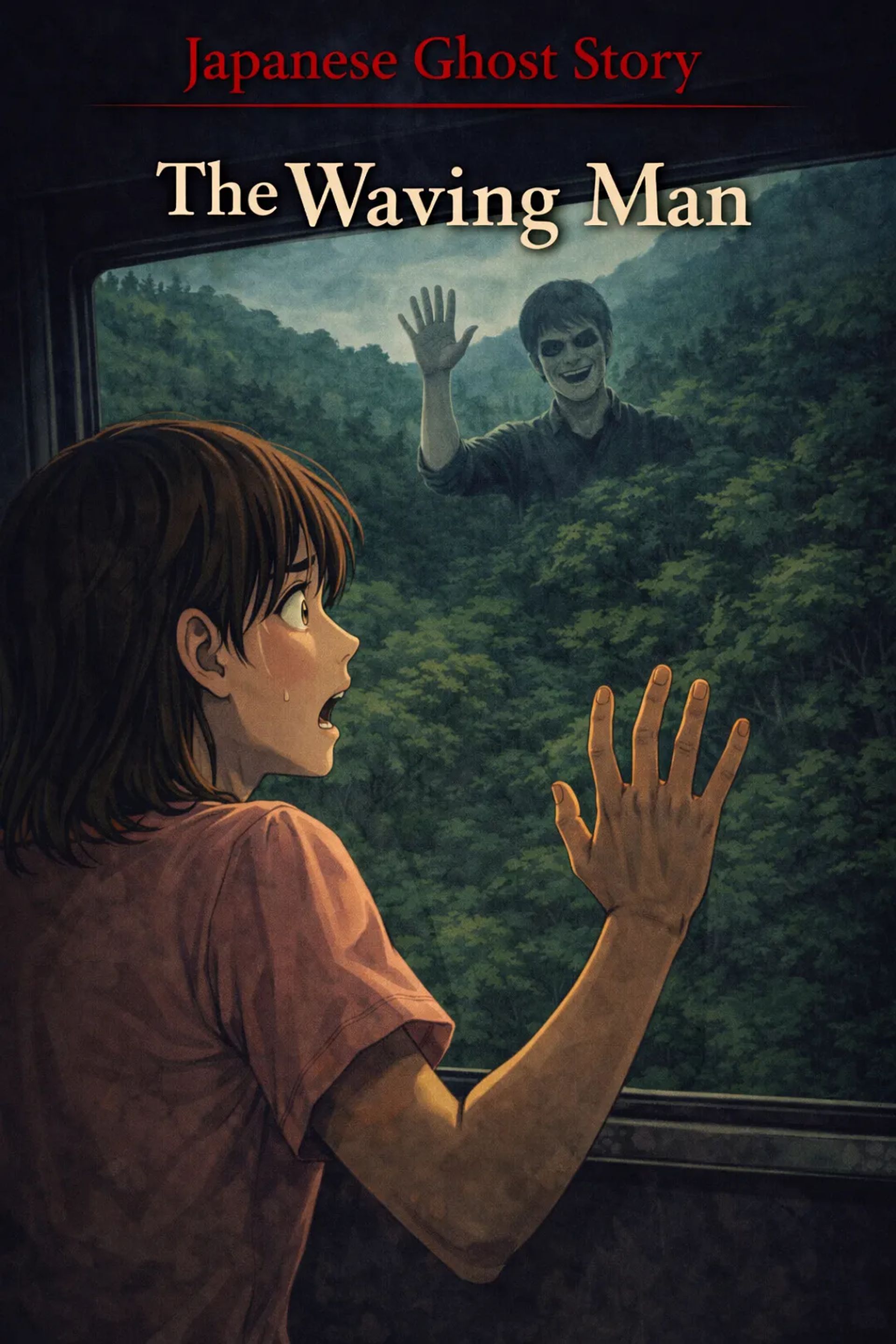 Japanese Ghost Story illustration "title: The Waving Man"