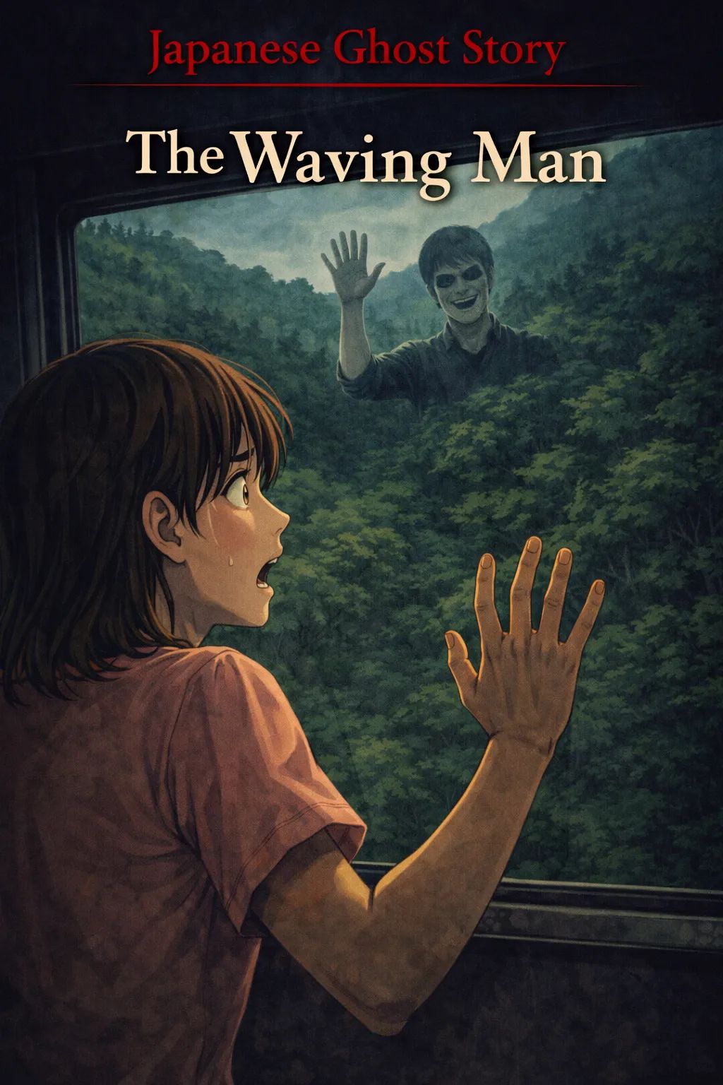 Japanese Ghost Story illustration "title: The Waving Man"