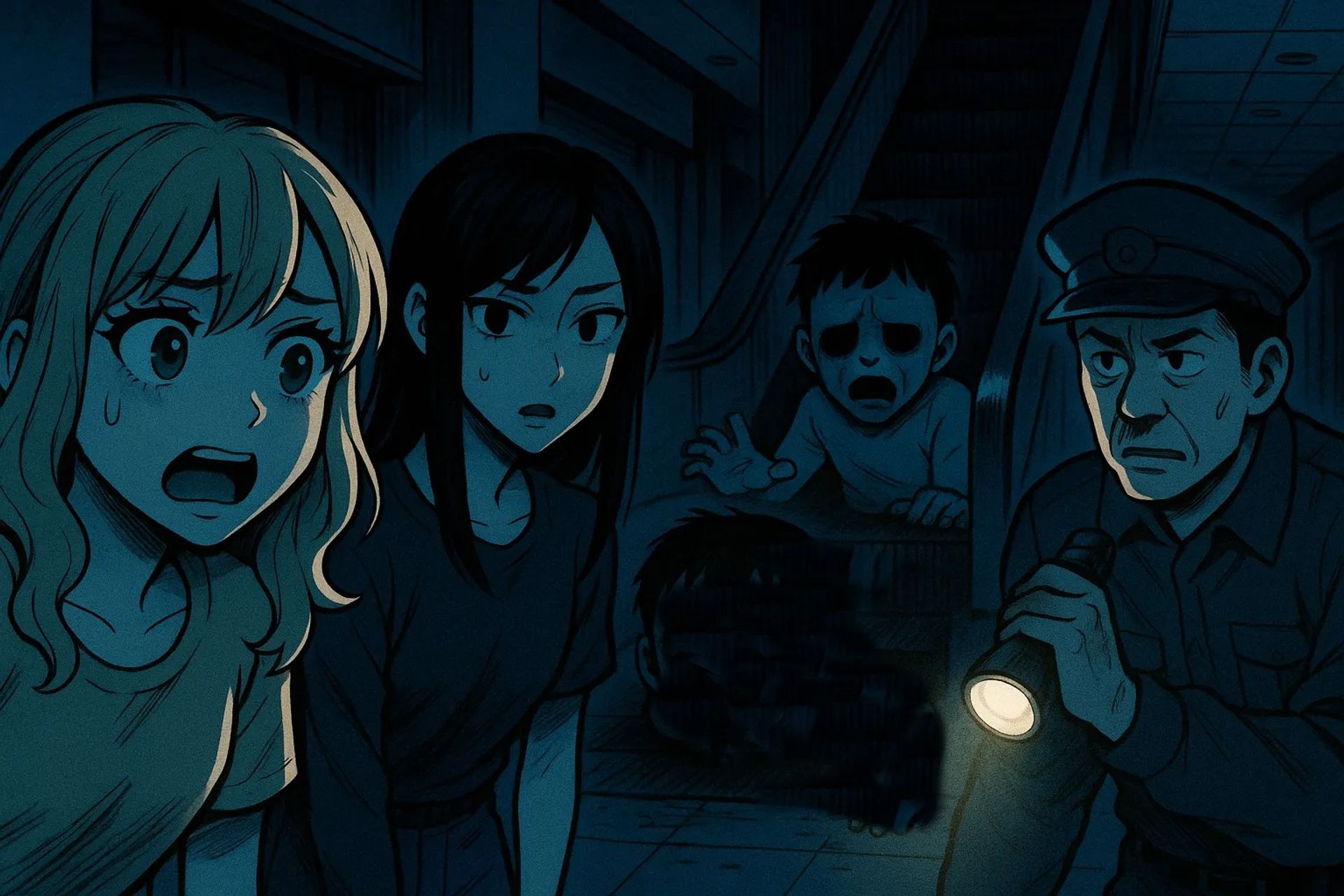 Japanese Ghost Story illustration "title: The Shopping Mall Child"