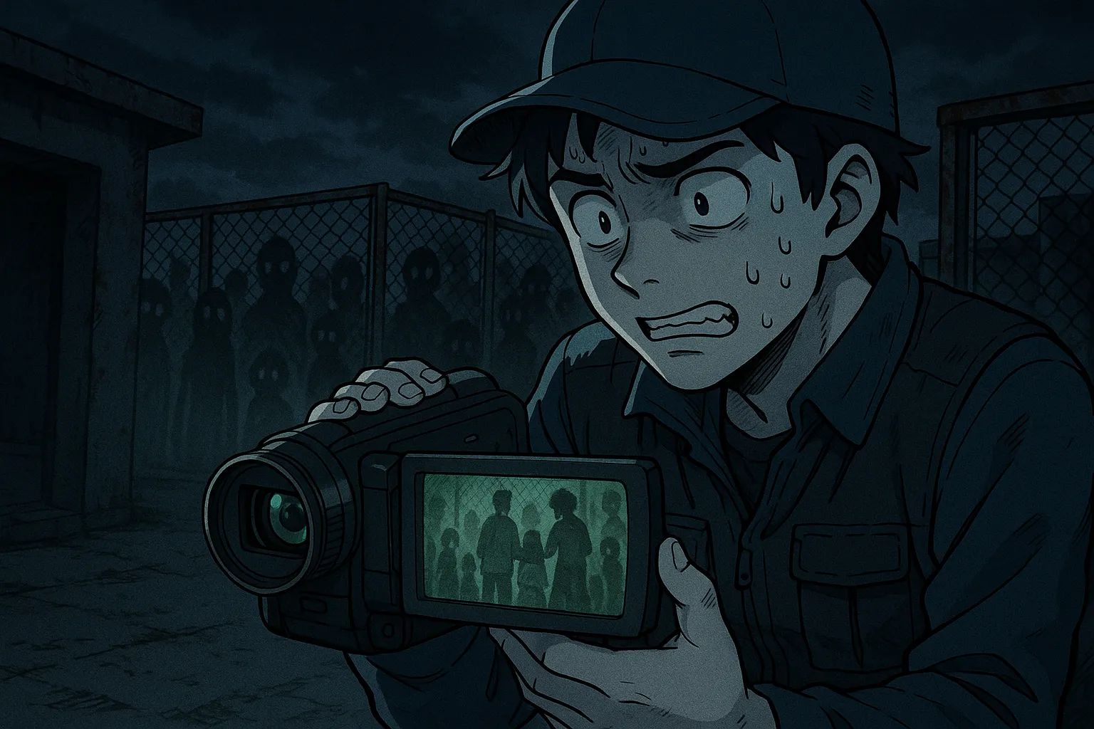 Japanese Ghost Story illustration "title: Ghost TV Show Location Shoot"