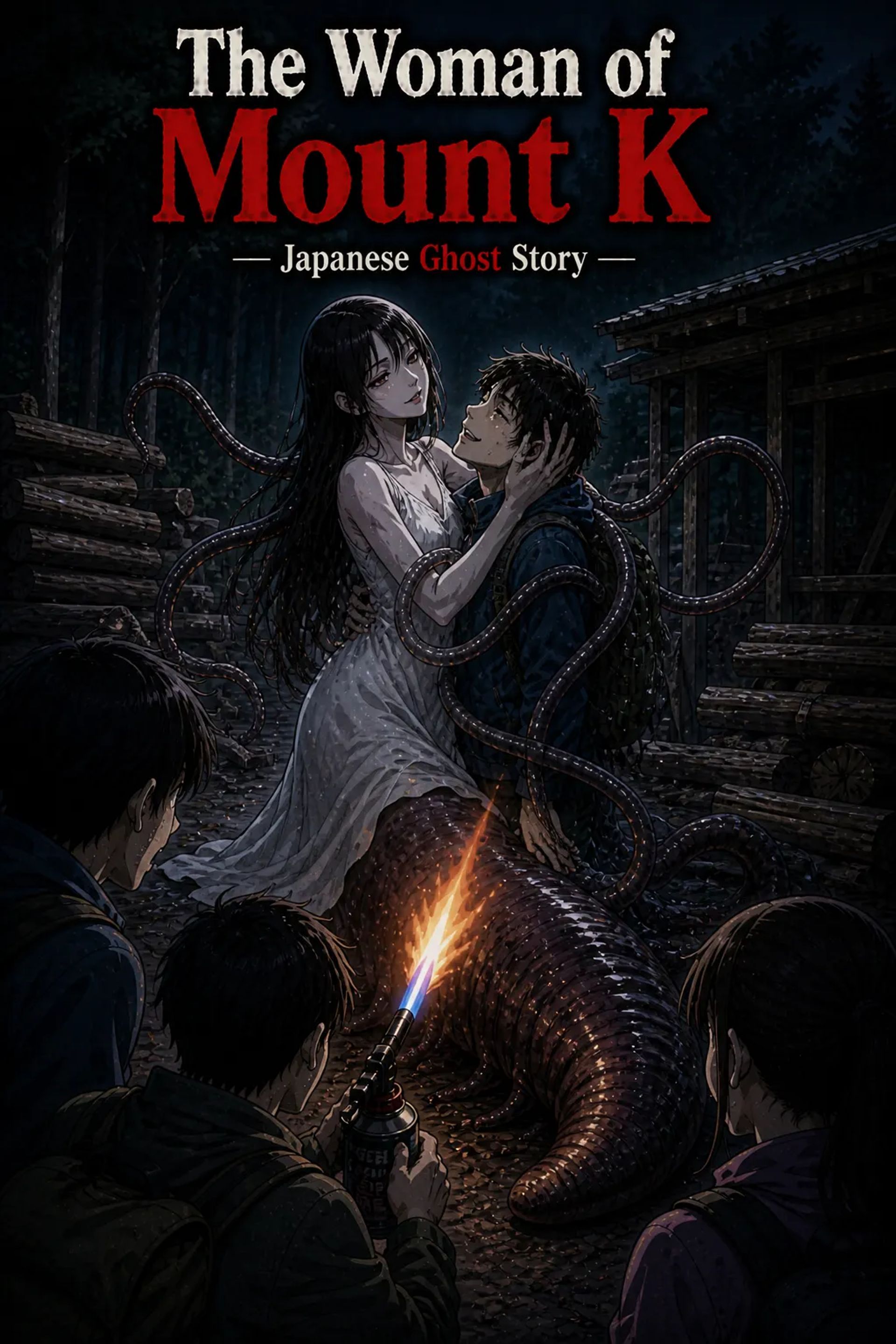 Japanese Ghost Story illustration "title: The Woman of Mount K"