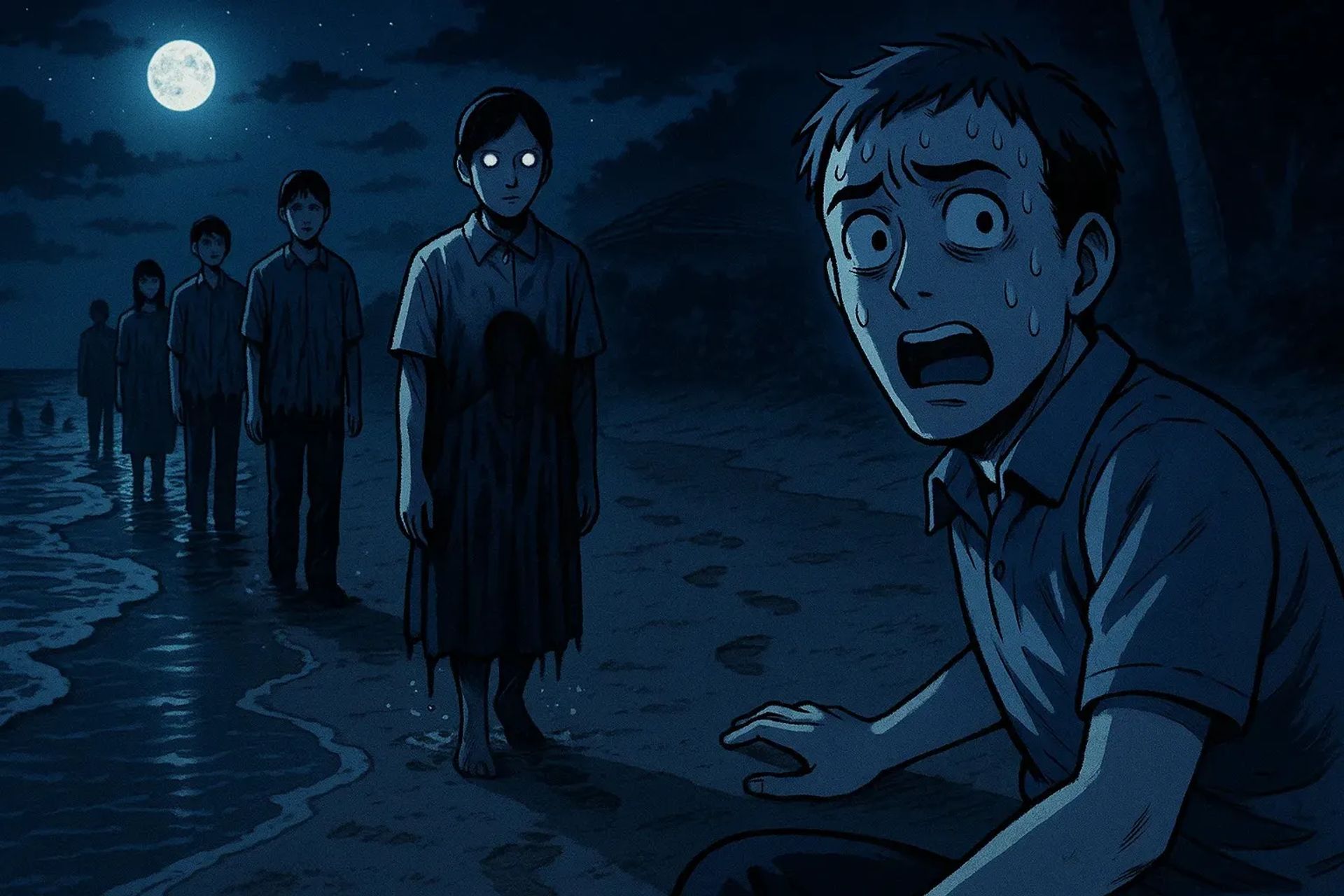 Japanese Ghost Story illustration "title: The Night Procession"