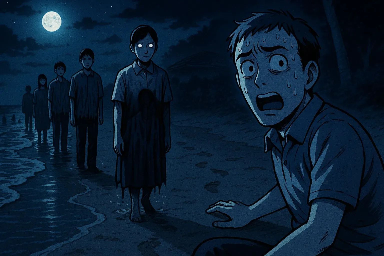 Japanese Ghost Story illustration "title: The Night Procession"